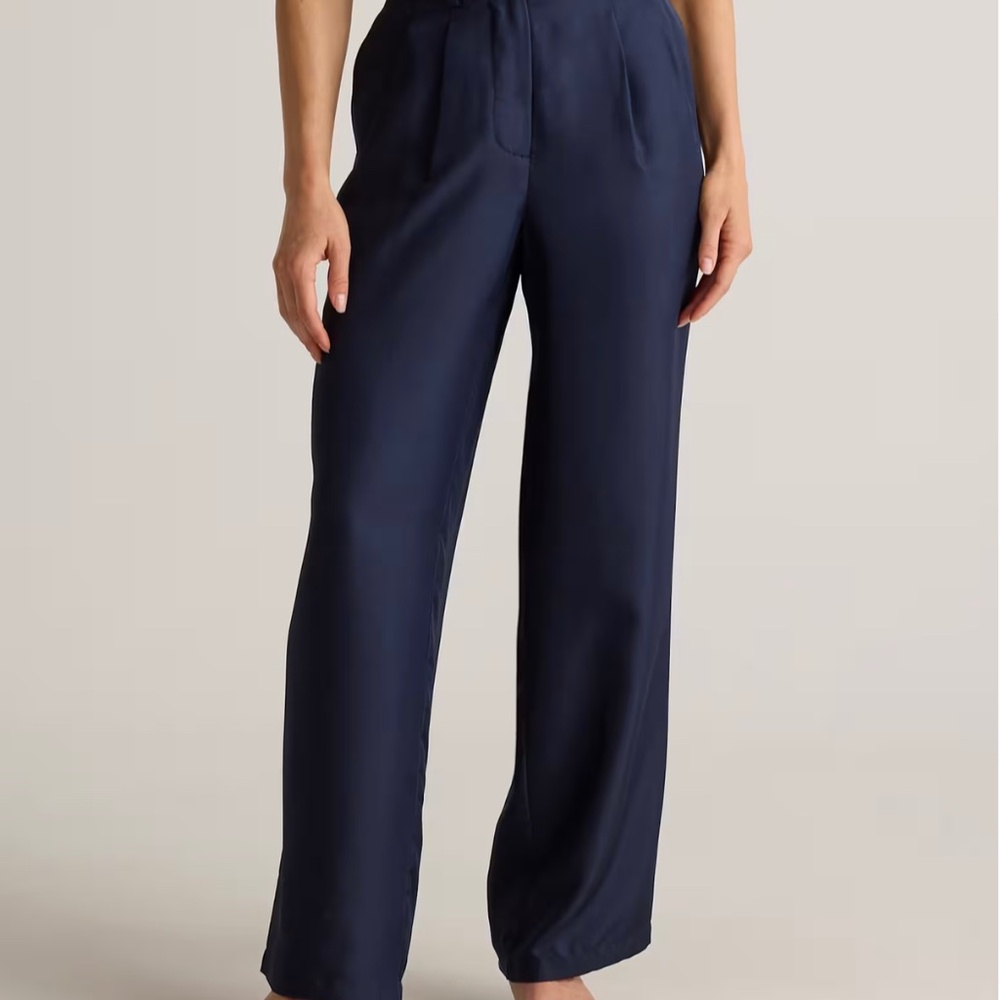 100% Blue Silk Twill Trouser NWT